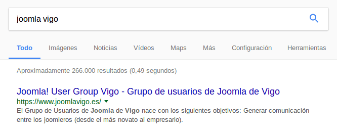 Captura de pantalla de un resultado de búsqueda en Google